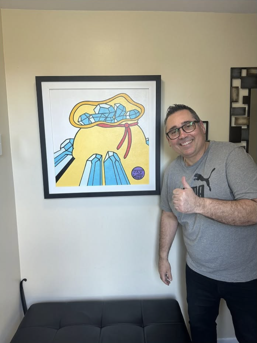 Happy Geeker Studio client 3 with their painting