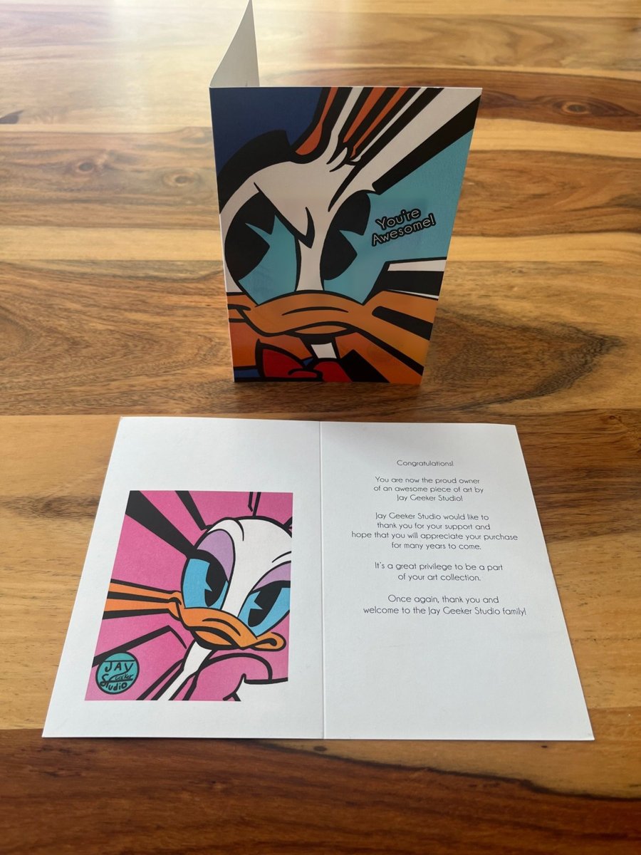 The thank-you card, front and inside