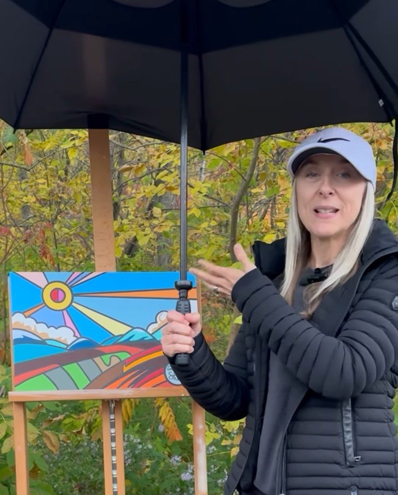 Me with the landscape under the umbrella